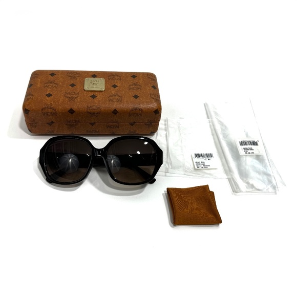 MCM 58mm Havana Brown Logo Square Designer Sunglasses with Case MCM619SA - Picture 1 of 11